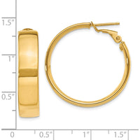 10K Yellow Gold Large Hoop Earrings with Omega Clip Back Closure - 30mm Length