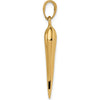 10K Yellow Gold Large Italian Horn Pendant - 33mm Length