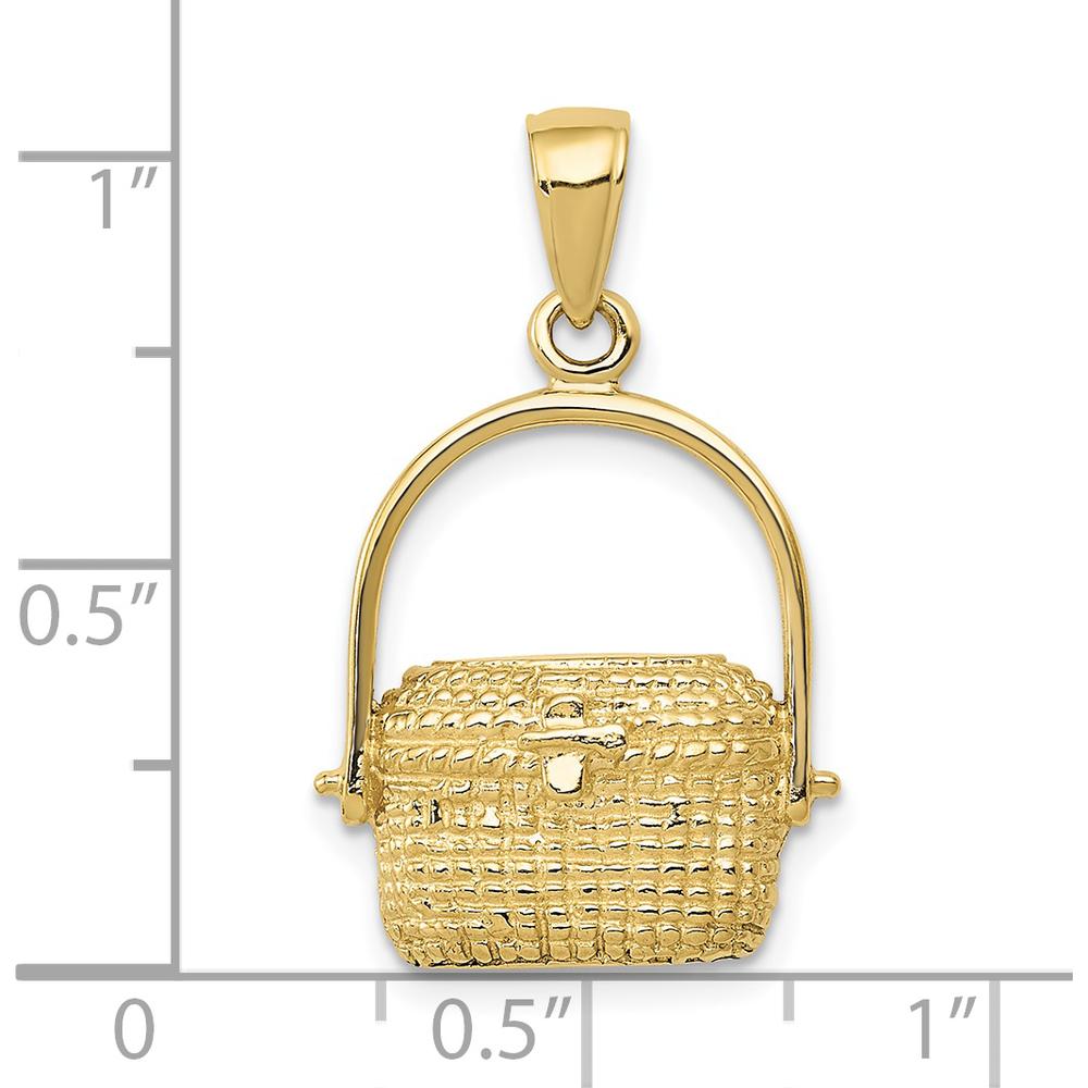 10K Yellow Gold Large Nantucket Basket Pendant - Polished Finish