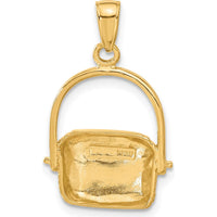 10K Yellow Gold Large Nantucket Basket Pendant - Polished Finish