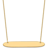 10K Yellow Gold Large Oblong Bar Necklace for Personalization - 18" Cable Chain