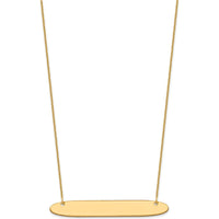 10K Yellow Gold Large Oblong Bar Necklace for Personalization - 18" Cable Chain