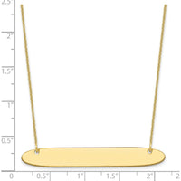 10K Yellow Gold Large Oblong Bar Necklace for Personalization - 18" Cable Chain