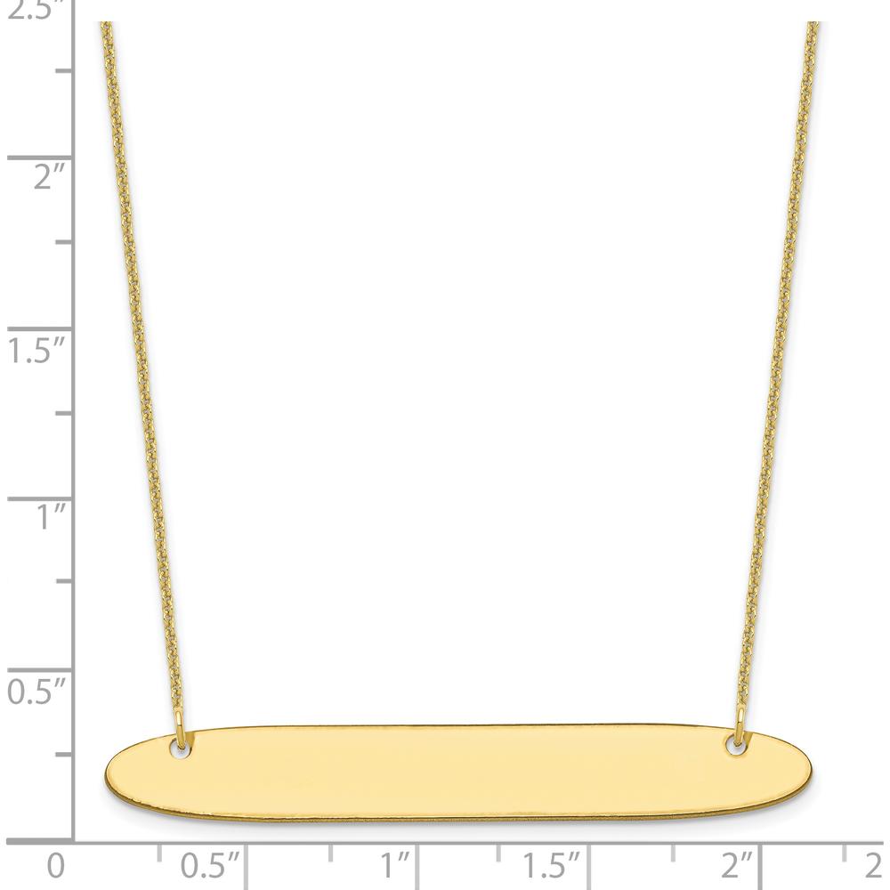 10K Yellow Gold Large Oblong Bar Necklace for Personalization - 18" Cable Chain