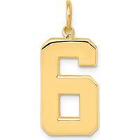 10K Yellow Gold Large Polished Number 6 Charm - Personalized Statement Pendant