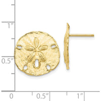 10K Yellow Gold Large Sanddollar Button Earrings - Polished Finish