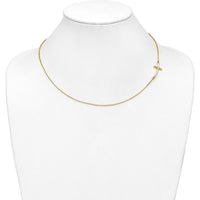 10K Yellow Gold Large Sideways Curved Cross Necklace with Polished Finish and Cable Chain - 19"