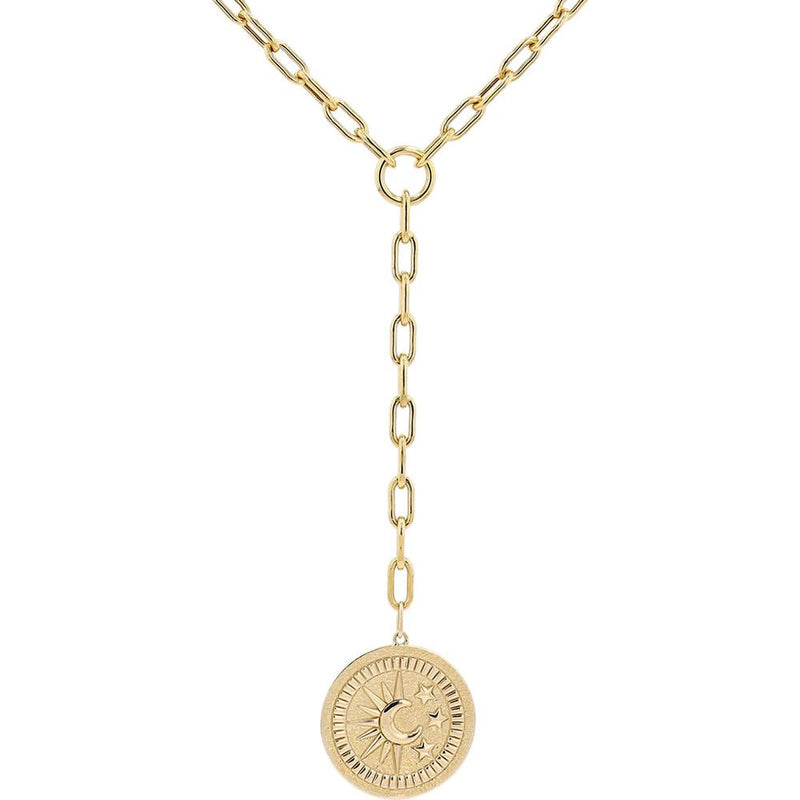 10K Yellow Gold Lariat Necklace - Effortlessly Elegant Adornment