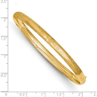10K Yellow Gold Laser Cut Hinged Bangle Bracelet with Diamond-Cut Texture and Box Clasp