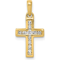 10K Yellow Gold Latin Cross Pendant with Round Cut Diamonds - 1/6 Carat Total Diamond Weight by Oro Pregiato