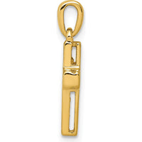 10K Yellow Gold Latin Cross Pendant with Round Cut Diamonds - 1/6 Carat Total Diamond Weight by Oro Pregiato