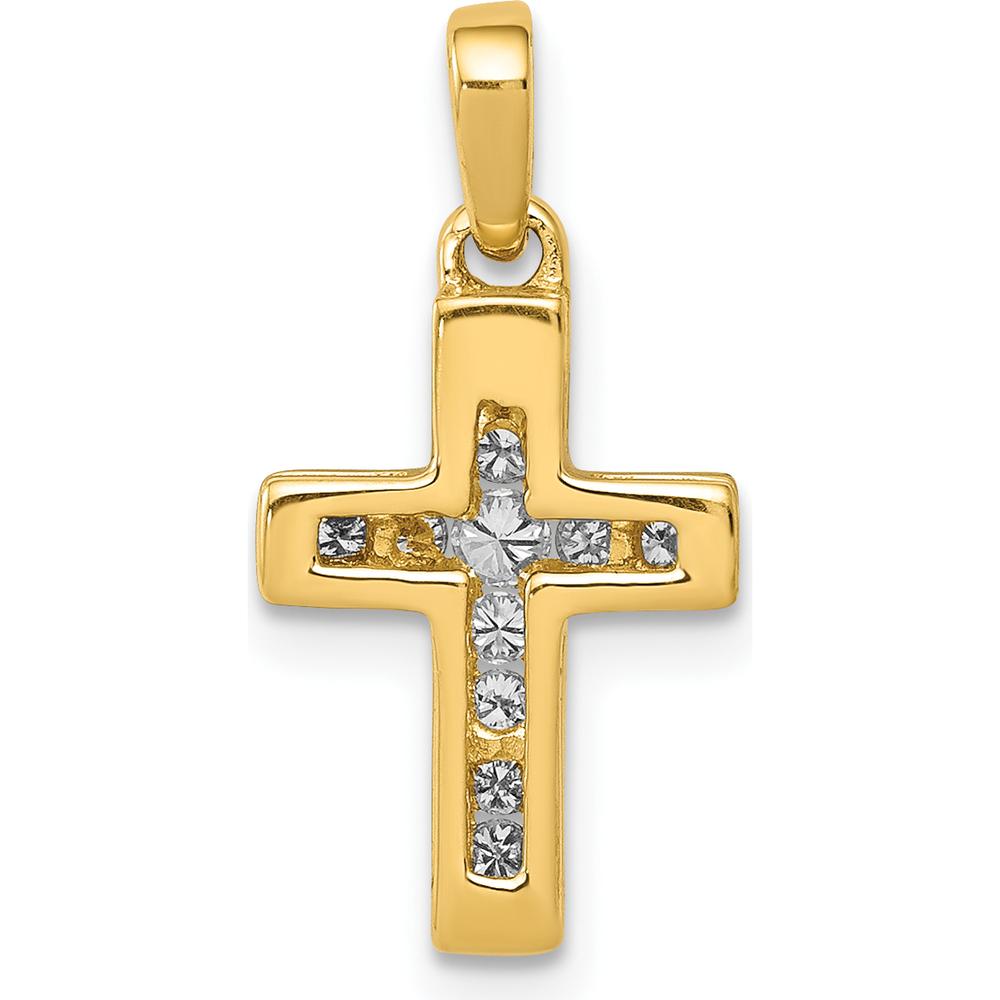 10K Yellow Gold Latin Cross Pendant with Round Cut Diamonds - 1/6 Carat Total Diamond Weight by Oro Pregiato
