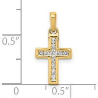 10K Yellow Gold Latin Cross Pendant with Round Cut Diamonds - 1/6 Carat Total Diamond Weight by Oro Pregiato