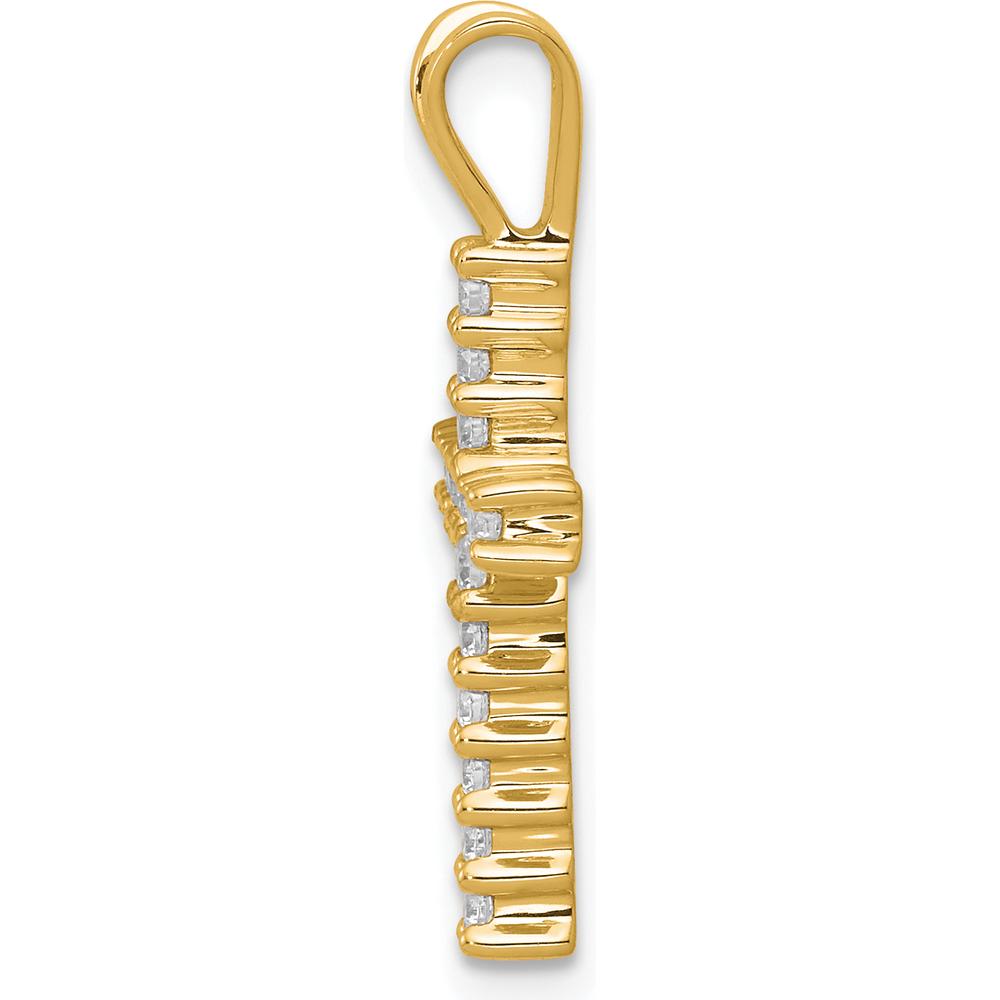 10K Yellow Gold Latin Cross Pendant with Round Prong Set Diamonds - 23mm by Oro Pregiato