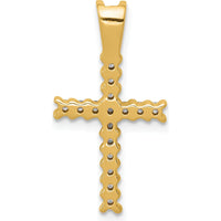 10K Yellow Gold Latin Cross Pendant with Round Prong Set Diamonds - 23mm by Oro Pregiato
