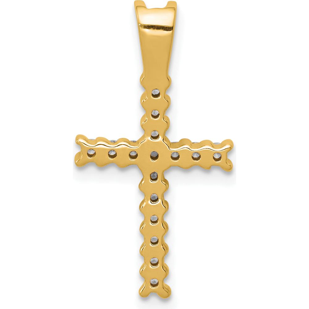 10K Yellow Gold Latin Cross Pendant with Round Prong Set Diamonds - 23mm by Oro Pregiato