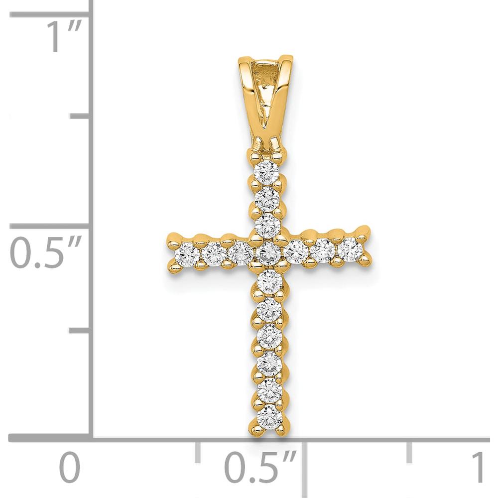 10K Yellow Gold Latin Cross Pendant with Round Prong Set Diamonds - 23mm by Oro Pregiato
