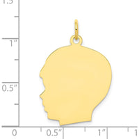 10K Yellow Gold Left-Facing Boy Head Engravable Charm - 30mm Length
