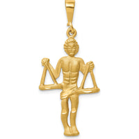 10K Yellow Gold Libra Zodiac Charm Pendant - Polished Finish 42mm