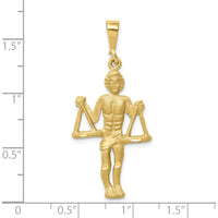 10K Yellow Gold Libra Zodiac Charm Pendant - Polished Finish 42mm