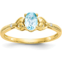 10K Yellow Gold Light Swiss Blue Topaz Ring with Diamond Accents - 0.56 Carat Topaz, 0.01 Carat Total Diamond Weight