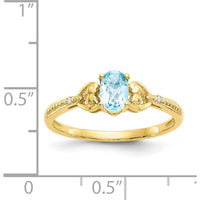 10K Yellow Gold Light Swiss Blue Topaz Ring with Diamond Accents - 0.56 Carat Topaz, 0.01 Carat Total Diamond Weight