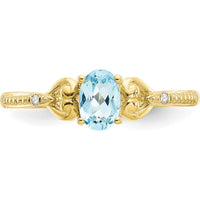 10K Yellow Gold Light Swiss Blue Topaz Ring with Diamond Accents - 0.56 Carat Topaz, 0.01 Carat Total Diamond Weight