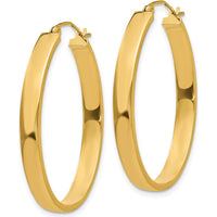 10K Yellow Gold Lightweight Oval Hoop Earrings - 21mm Length, 25mm Width, Polished Finish