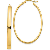 10K Yellow Gold Lightweight Oval Hoop Earrings - 48mm Length