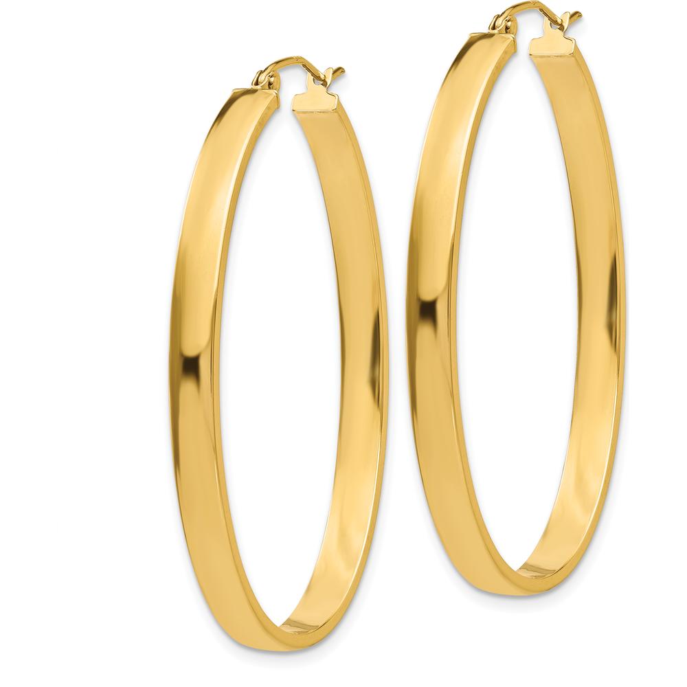10K Yellow Gold Lightweight Oval Hoop Earrings - 48mm Length