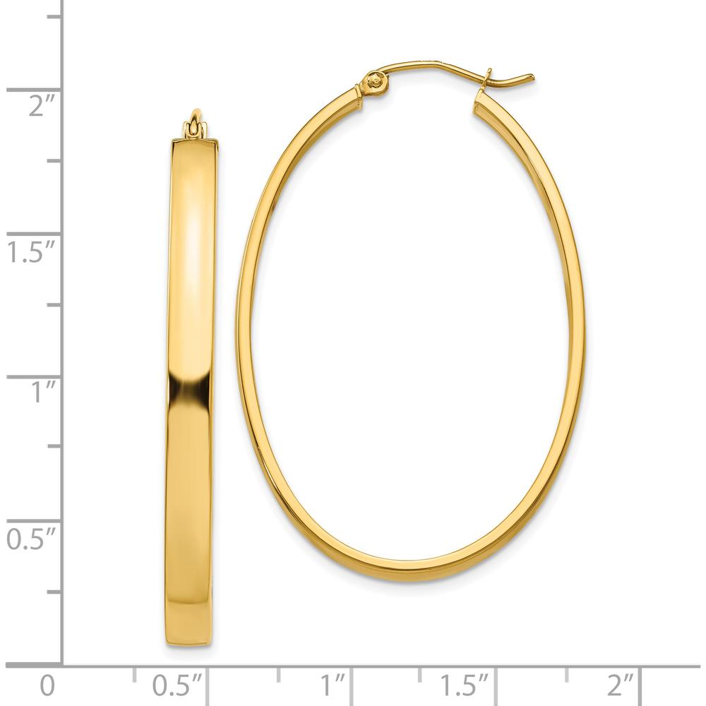 10K Yellow Gold Lightweight Oval Hoop Earrings - 48mm Length