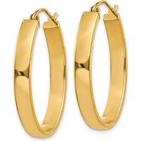 10K Yellow Gold Lightweight Oval Hoop Earrings - Polished, 17mm x 19.5mm