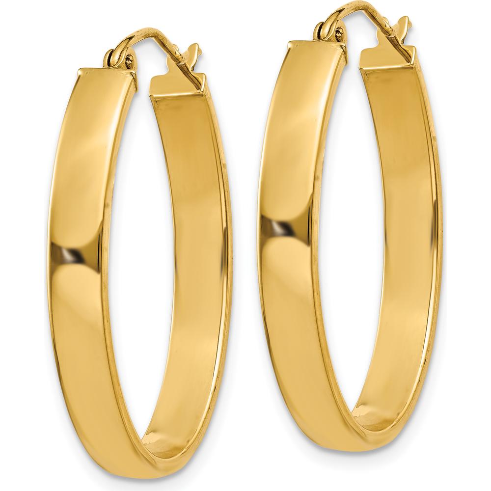 10K Yellow Gold Lightweight Oval Hoop Earrings - Polished, 17mm x 19.5mm