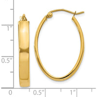 10K Yellow Gold Lightweight Oval Hoop Earrings - Polished, 17mm x 19.5mm