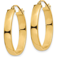10K Yellow Gold Lightweight Oval Hoop Earrings - Polished Finish
