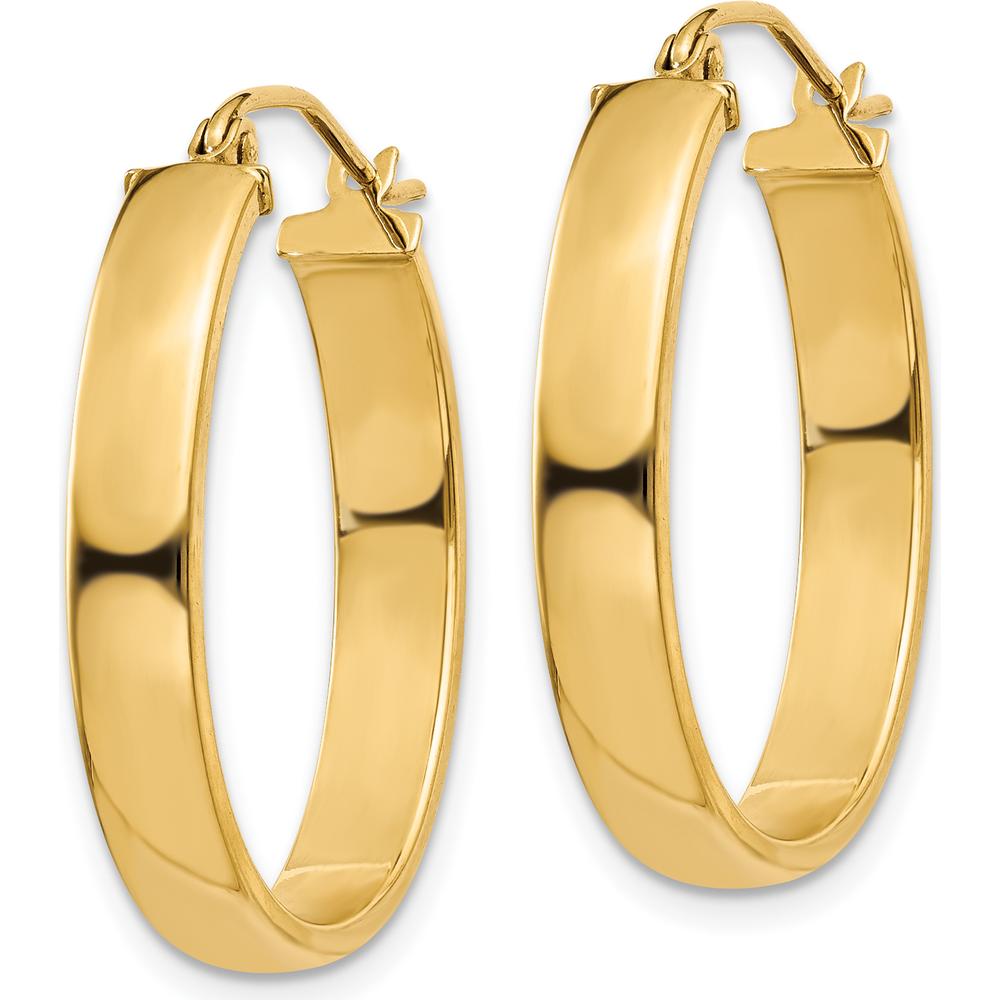 10K Yellow Gold Lightweight Oval Hoop Earrings - Polished Finish