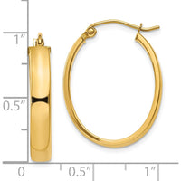 10K Yellow Gold Lightweight Oval Hoop Earrings - Polished Finish