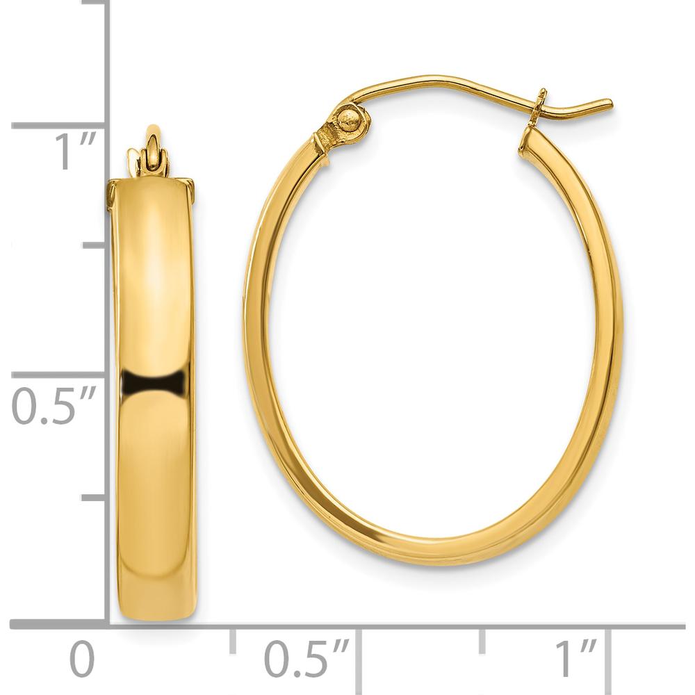 10K Yellow Gold Lightweight Oval Hoop Earrings - Polished Finish
