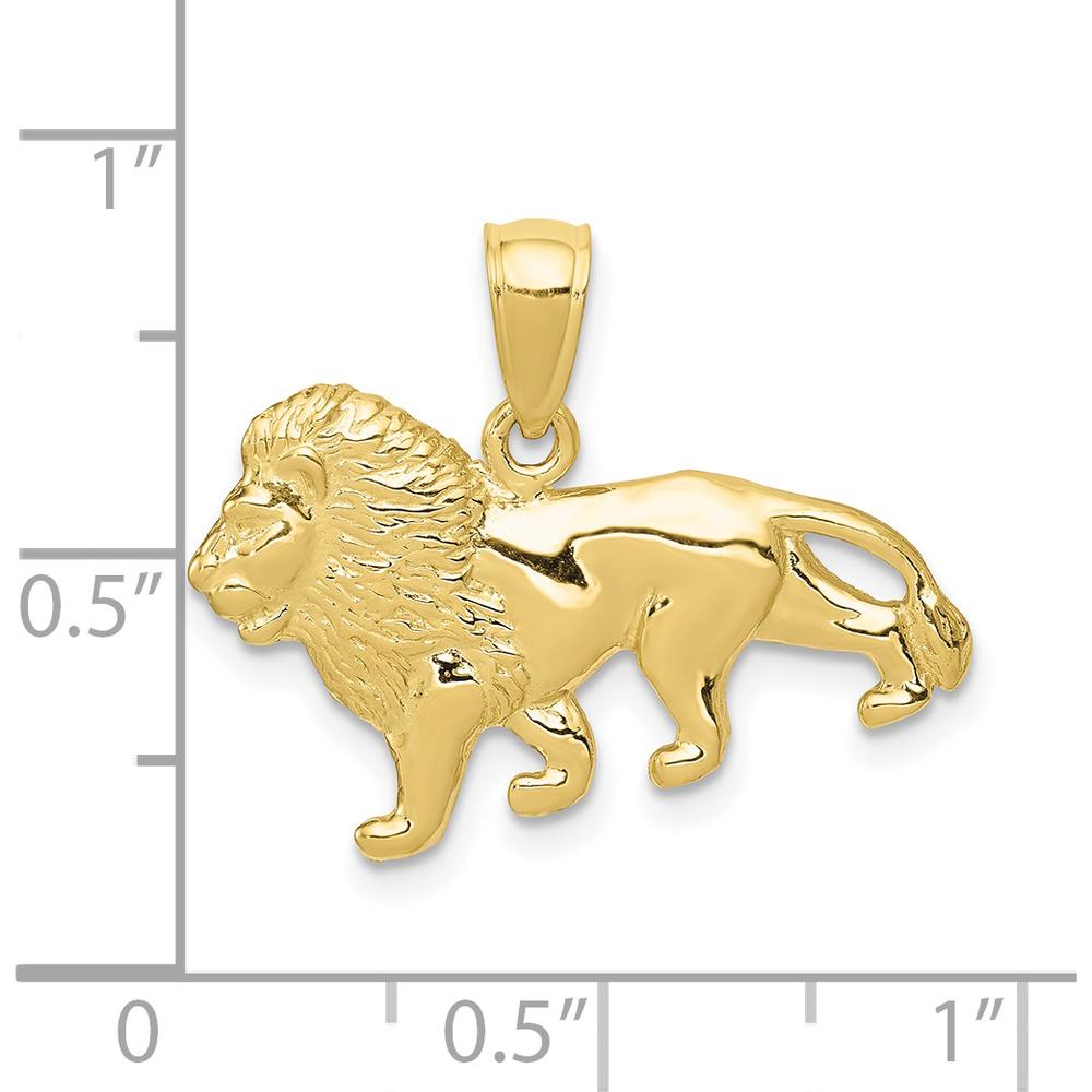 10K Yellow Gold Lion Charm Pendant - Polished Casted Solid Gold Design