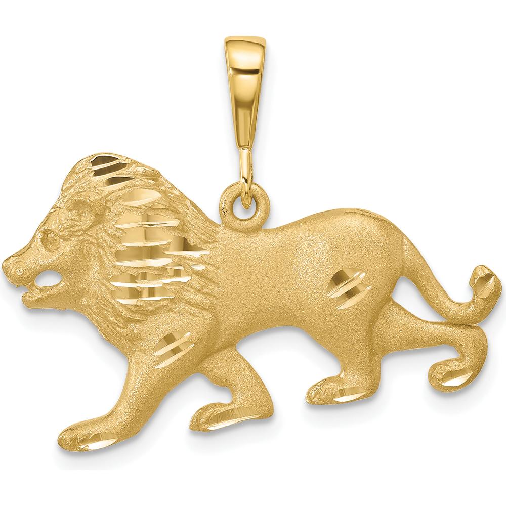 10K Yellow Gold Lion Charm Pendant - Polished Finish