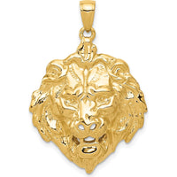 10K Yellow Gold Lion Charm Pendant - Polished Finish, 39mm Length
