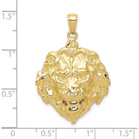 10K Yellow Gold Lion Charm Pendant - Polished Finish, 39mm Length