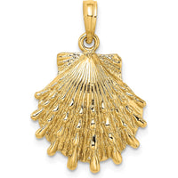 10K Yellow Gold Lions Paw Shell Charm Pendant - Ocean-Inspired Design