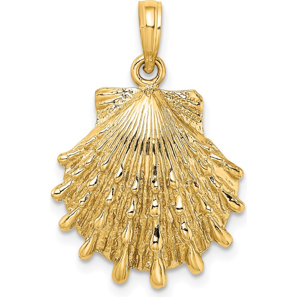 10K Yellow Gold Lions Paw Shell Charm Pendant - Ocean-Inspired Design