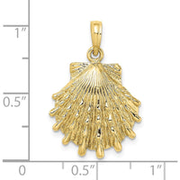10K Yellow Gold Lions Paw Shell Charm Pendant - Ocean-Inspired Design