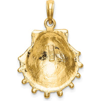 10K Yellow Gold Lions Paw Shell Charm Pendant - Ocean-Inspired Design