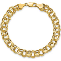 10K Yellow Gold Lite 8mm Double Link Charm Bracelet - Polished Finish with Lobster Clasp