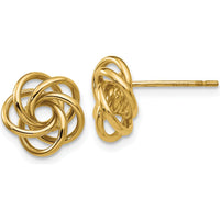 10K Yellow Gold Love Knot Button Earrings