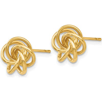 10K Yellow Gold Love Knot Button Earrings