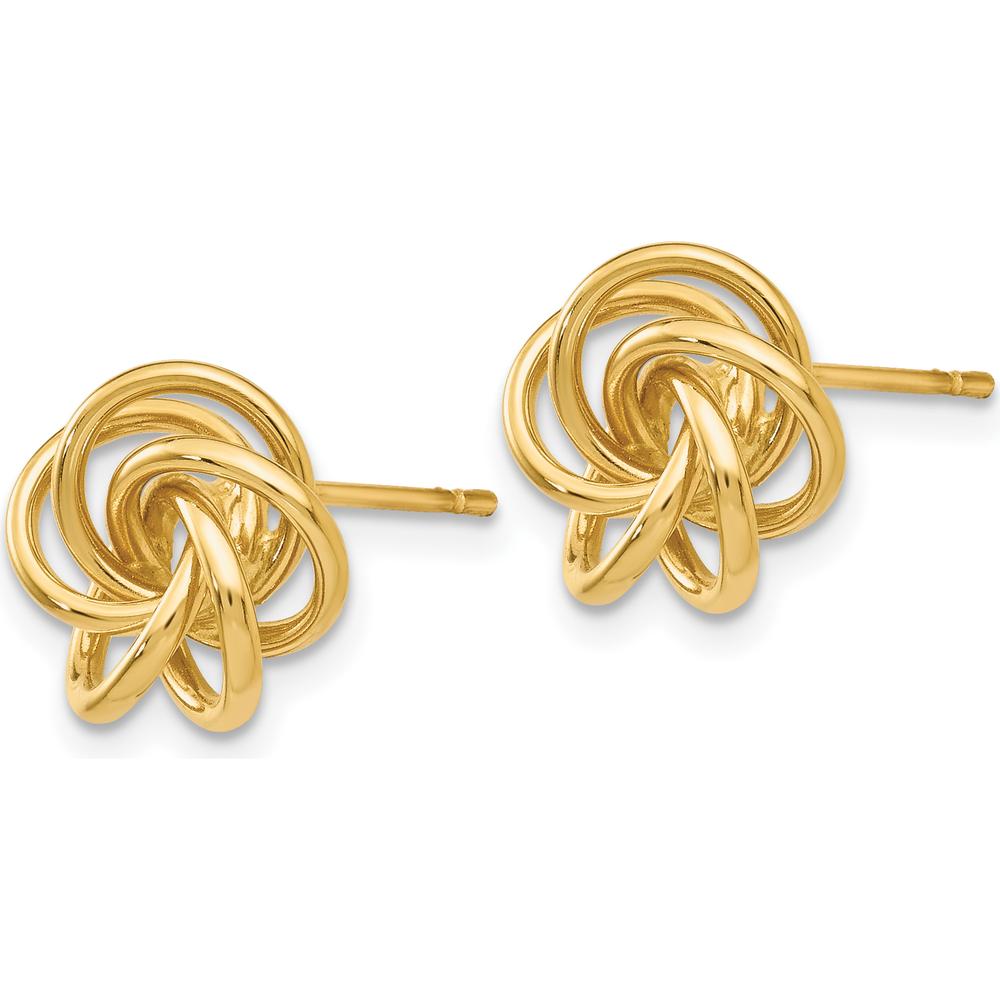 10K Yellow Gold Love Knot Button Earrings